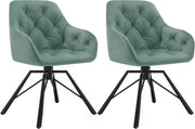 Eetkamerstoel - Set van 2 stoelen - Fluweel eetkamer stoel - Eettafel stoel - Fauteuil - Draaibaar - Velvet - Metalen poot - Turquoise