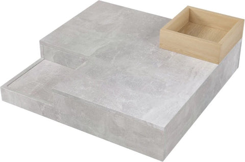 Salontafel - Bijzettafel Met Afneembare Opbergdoos - Woonkamer Tafel - Betongrijs - 72x72x30cm