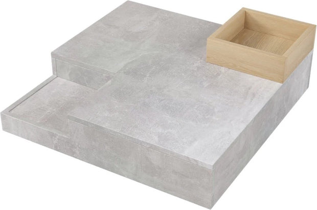 Salontafel - Bijzettafel Met Afneembare Opbergdoos - Woonkamer Tafel - Betongrijs - 72x72x30cm