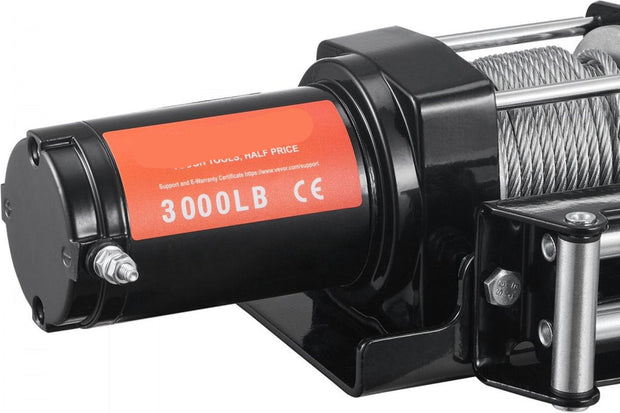 Elektrische lier - 12V - Lier 3000lbs/1361kg - Offroad motorlier - Kabel elektrische lier - Staalkabel met draadloze afstandsbediening - Zwart