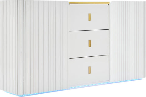 LED - Modern wit dressoir met LEDverlichting - 150x35x80 cm - 2 deuren, 3 lades en RGB-kleuren - Opbergkast voor woonkamer, eetkamer of hal - Wit