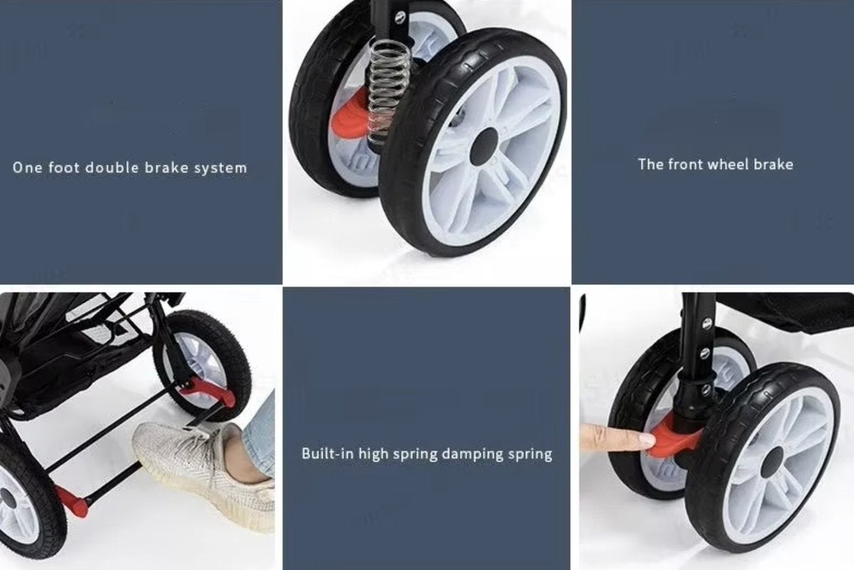 Duo stroller - Duo buggy - Twin stroller - Double stroller - Foldable - With rain cover - Black