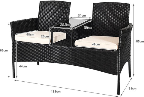 Tuinbank - zwart - tuinbankjes weerbestendig - tuinbanken - tuinbank met tafel - tuin bank - tuinbank kunststof