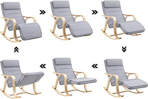 Schommelstoel - Stoel - Relaxfauteuil verstelbaar - Relaxstoel - Ligstoel - 67 x 125 x 91 cm - Blauw