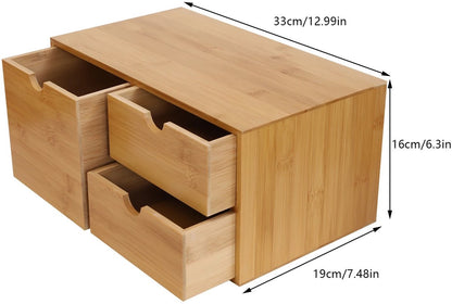 Bureau-organizer - Lades - Bureau-accessoires - Bureaukast - 33 cm x 19 cm x 16 cm - Bamboe - Houtkleur