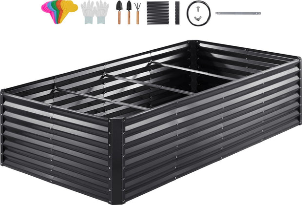 Verhoogd Bed Plantenbak - Groentebed - Bloembak - Kruidenbed - Gegalvaniseerd Metaal - Tuinbed voor Groenten - Fruit - Kruiden en Vetplanten - Donkergrijs