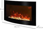 Elektrische Open Haard – Wandmontage - 1000W/200W met Afstandsbediening en Instelbare Vlammen - 89,2 x 13,5 x 48cm