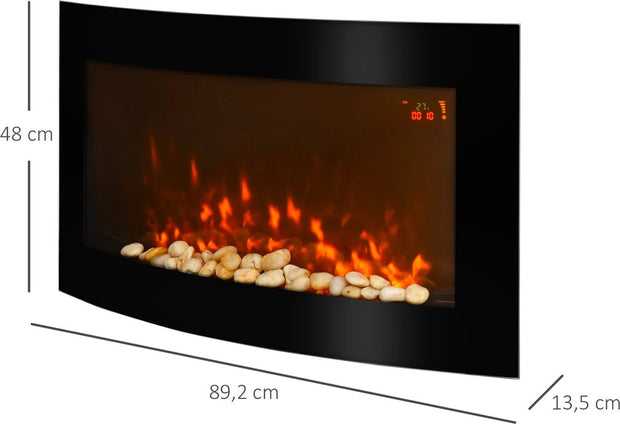 Elektrische Open Haard – Wandmontage - 1000W/200W met Afstandsbediening en Instelbare Vlammen - 89,2 x 13,5 x 48cm