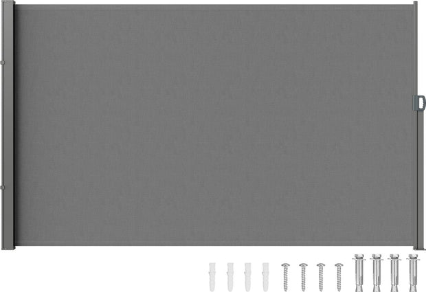 Zijluifel - 200x300 cm - Gemaakt van 180 g/m² Polyesterweefsel met PU-coating - met Uittrekbare Handgreepriemen en Veermechanisme - voor Balkons en Terrassen - Grijs