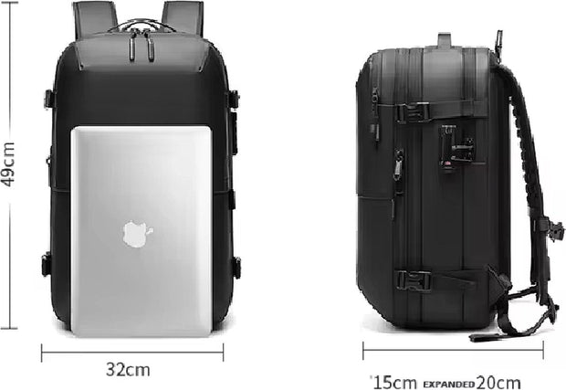 Vacuum rugzak - 60L - Waterdichte rugzak - 17” laptopcompartiment - Inclusief pomp - 49 cm x 32 cm x 15 cm /20 cm - Zwart