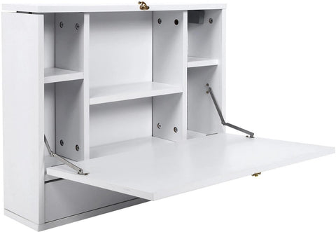 Opvouwbaar Laptopbureau - Bureau-opbergrek - Opbergdoos - Laptopbureau - Laptopstandaard - 60 x 50 x 15 cm - Wit