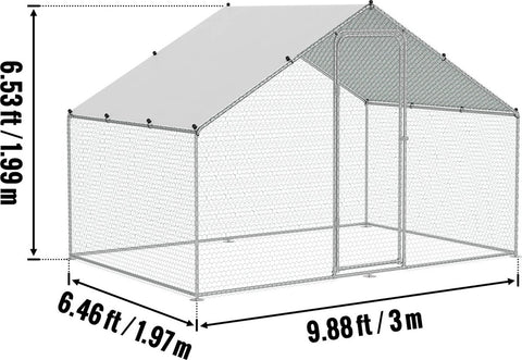 Dierenhok - Kippenhok - Kippenverblijf - 3x2x2m - Inloopkippenhok - Waterdicht Dak -Achtertuin - Boederij - Konijnenhok - Metaal
