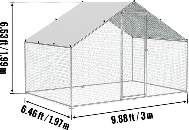 Dierenhok - Kippenhok - Kippenverblijf - 3x2x2m - Inloopkippenhok - Waterdicht Dak -Achtertuin - Boederij - Konijnenhok - Metaal