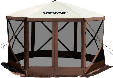 Gazebo Tent - Campingluifeltent met Gaasramen - 6-Zijdige Pop-up - Draagbare Draagtas - Haringen - Grote Schaduwtenten - Materiaal 300D Oxford-stof en B3-gaas - voor Buitenkamperen - Gazon en Achtertuin