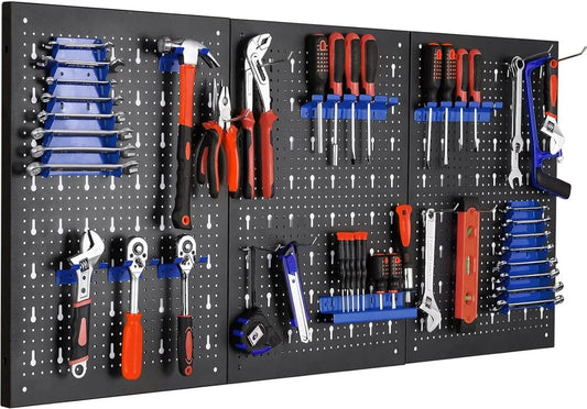 Peg board - Pegboard - Pegboard black - Metal Tool Shelf - for Workshop and Garage - 120x60cm