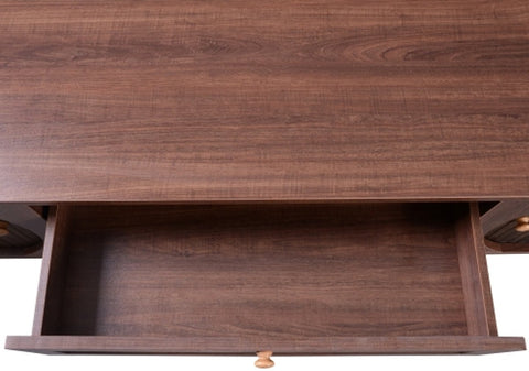 TV-Meubel - van Natuurlijke Houtmix - met Deuren en Lades - TV-Meubel met Rotan Zijkanten - Opbergoplossing - Natuurlijke - Landhuisstijl