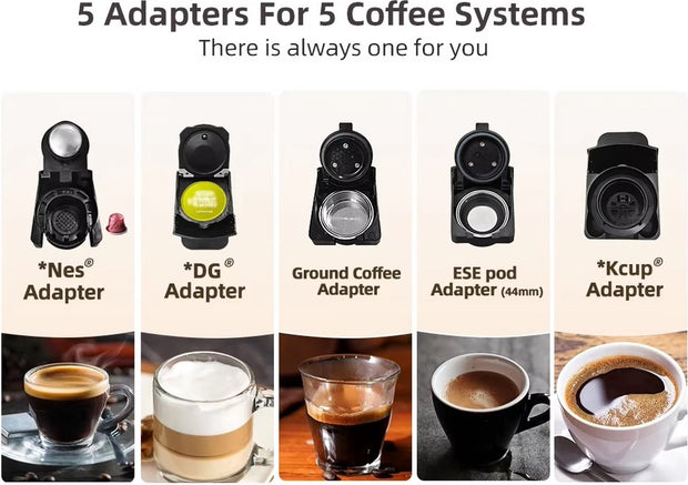 5 in 1 Koffiezetapparaat - Koffie Apparaat - Koffiemachine - Koffiemachines - Koffiemachines - Meerdere Capsules - Cappuccino - Latte - Heet/Koud - 5 In 1