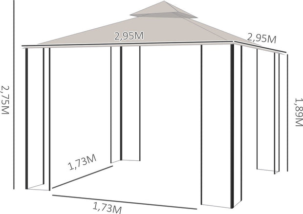 Partytent - Tuinfeesttent - Paviljoen - Tuinfeesttent - - Dubbel dak - 3 x 3m