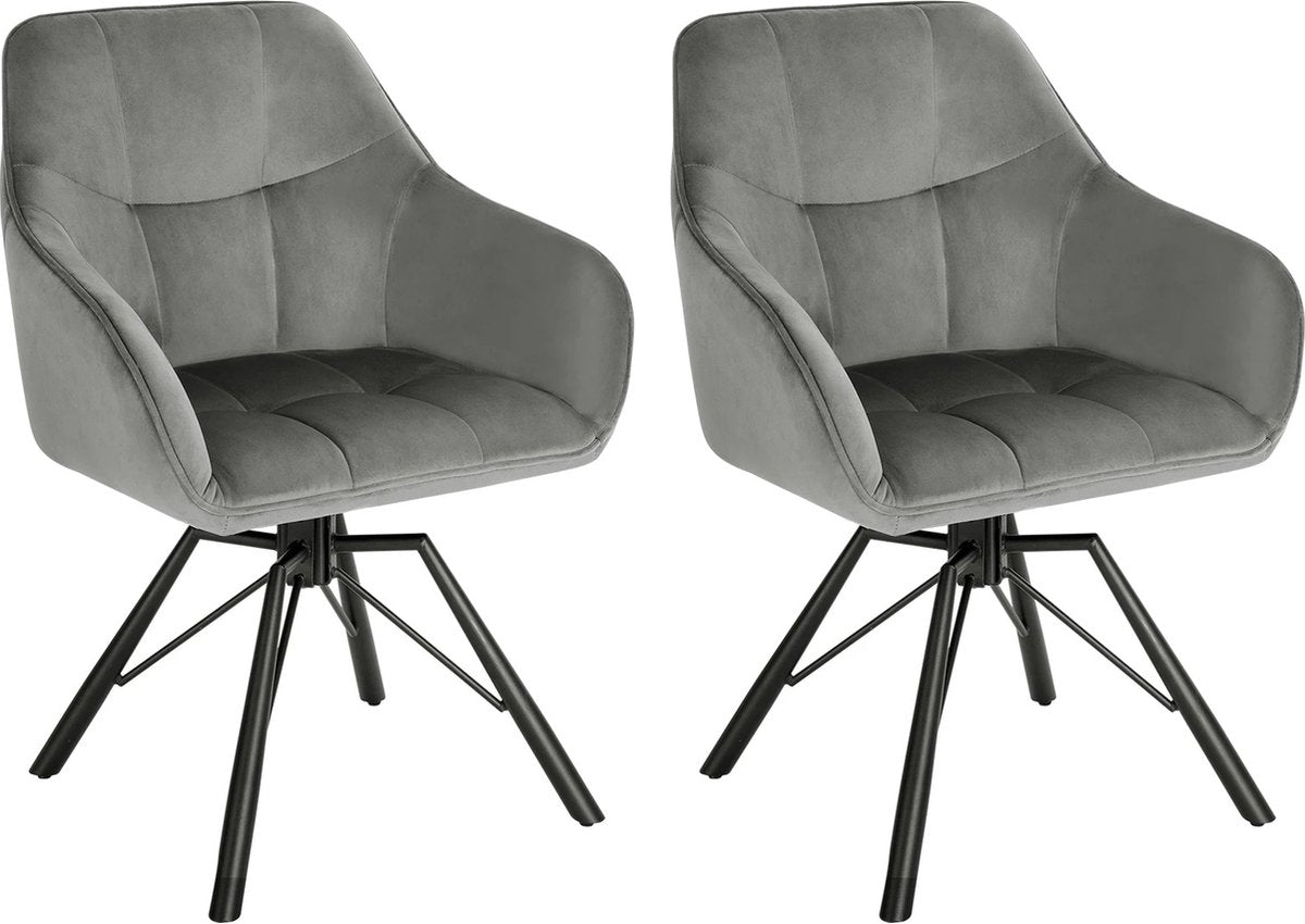 Eetkamerstoelen - met Armleuning - Eetkamer Stoelen set Van 2 - Comfortabel - Draaiend - Gestoffeerd - Turqoise