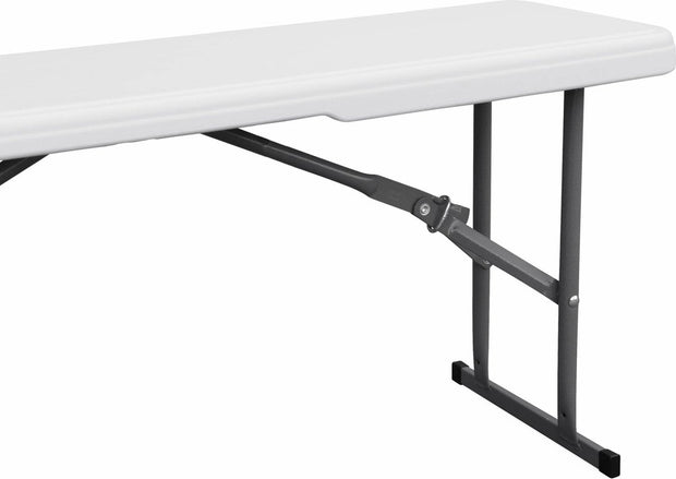 Fiesta opvouwbare receptie tafel en plastic banken 180cm, campingtafel