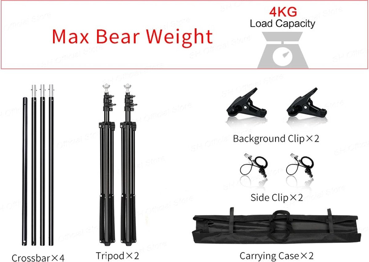 Photo Studio Softbox Lighting Kit with Background Frame - Backdrop System - Studio Photography - Includes 3 Backdrops, Tripod, Reflector Board and 4 Umbrellas - Complete Set
