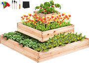 Verhoogd Bed Plantenbak – 113 x 113 x 51 cm – Dennenhouten Groentebed – Bloembak Kruidenbed – Tuinbed voor Groenten, Fruit, Kruiden en Vetplanten