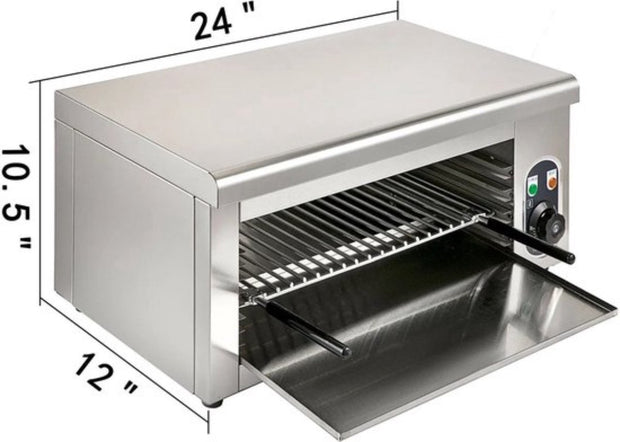 Elektrische Roestvrij Staal Oven - Grill en Pizza Oven - Voor Kip en Keuken - 2kW - Afmetingen 60.9 x 30.4 x 26.6 cm