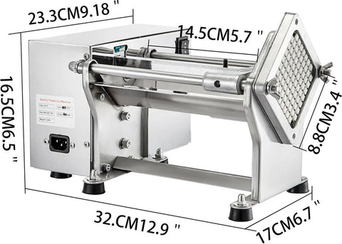 Elektrische Groentesnijder - Frietsnijder - Keukenmandoline - Groentesnijder - met 4 Verschillende Messen - Uiensnijder - Frietsnijder - Multifunctionele Groentesnijder - met Anti-slip - Roestvrij Staal