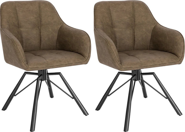 Eetkamerstoelen - met Armleuning - Eetkamer Stoelen set Van 2 - Comfortabel - Draaiend - Gestoffeerd - Turqoise