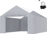 Garage Tarp - PE-kunststof - Grijs - Zijzeil - Bovenkant en Frame niet Inbegrepen - Waterdicht en UV-beschermd - Niet Geëlektrificeerd - 6 x 3.6 x 2 m