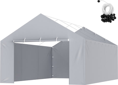 Garage Tarp - PE-kunststof - Grijs - Zijzeil - Bovenkant en Frame niet Inbegrepen - Waterdicht en UV-beschermd - Niet Geëlektrificeerd - 6 x 3.6 x 2 m