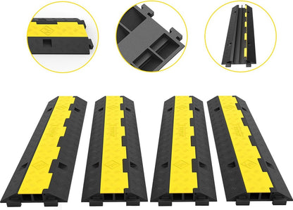 Cable protector - Cable duct - Cable bridge - Threshold - Rubber - 4 pieces - Extra sturdy - Up to 5000 kg - Black