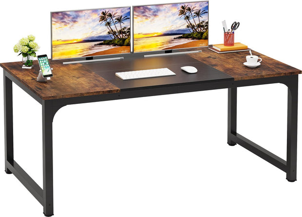 Keukentafel - Eettafel - 160 x 80 x 75 cm - Eetkamertafel voor 6-8 Personen - met Stevige Metalen Poten - Industrieel Design - Vintage - Rustiek Bruin