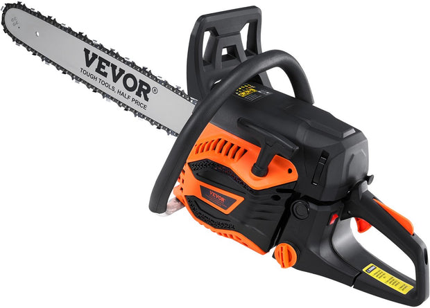Benzine Kettingzaag - 2.55pk Vermogen - 52CC Motor - 45.7cm Zwaard - Robuuste Constructie - Ideaal voor Thuis en Tuin