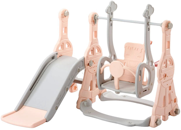 Glijbaan Met Schommel Voor Kinderen - Roze - Glijbaan Peuter - Voor Binnen en Buiten - Glijbaan
