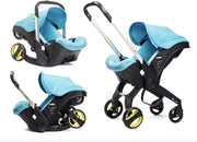 Kinderwagen - Kinderwagen - Bedje - Buggy - Autostoel - Opvouwbaar naar autostoel - RVS frame - Roze - Zwart