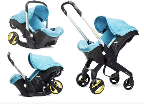 Kinderwagen - Kinderwagen - Bedje - Buggy - Autostoel - Opvouwbaar naar autostoel - RVS frame - Roze - Zwart