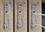 Shower faucet - Rain shower - Shower head - Shower panel - 6 in 1 - Rain shower - Waterfall shower - Faucet - Bidet - Massage jet - Hand shower - Water flow fed - Lighting and LED display - Brushed nickel