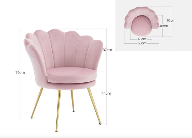Eetkamerstoel - Eettafel stoel - Fauteuil - Babykamer stoel - Leesstoel - fluwelen stoel - fluweel - Roze