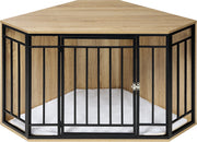 Hondenkennel Hoek - Hoekvormige Honden Bench - Dierenkennel - Bench Hond - Bench Kat - Honden Kussen - Hoek Bench - Bijzet Tafel Bench - Honden Hok - Binnen Kennel - Hout - 111x67x60CM - Grote Honden Kennel Met Hout