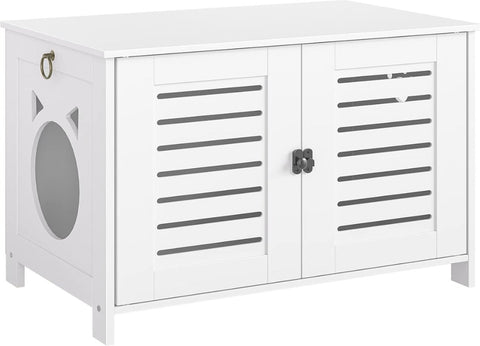 Kattenbak Kast - Houten Kattenbak Behuizing - Verborgen Kattenbak - Groot Kattenhuis Meubilair - (LxBxH) 45X60X50 cm