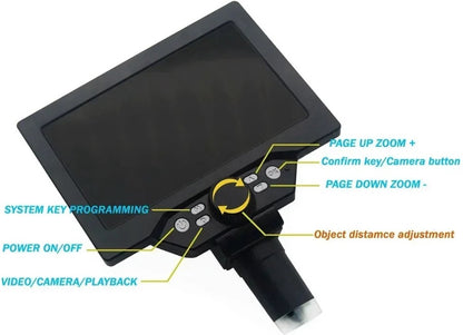 Digitale Microscoop 7-Inch LCD G1200 – Continue Zoom 1-1200x – Verstelbare Hoek – Echte Kleurweergave – Veelzijdig Gebruik – Hoge Resolutie