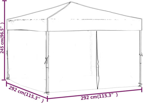 Partytent Easy Up - Paviljoen - Gemakkelijk op te zetten - Waterdicht - Met zijwanden - 3 meter x 3 meter - Rood