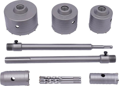 Betonborenset Pro7 - Professionele Beton Boren - 9 Delig - SDS Plus en Max Adapter - Ø 30-40-65-80-100mm - Premium Staal
