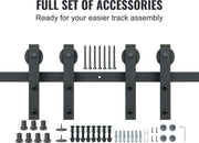 Schuifdeurbeslag - J-Vormig Systeem - 244 cm - 150 kg Draagvermogen - Soepel en Stil Glijden - Eenvoudige Installatie - Geschikt Voor Dubbele Deuren - Perfect Voor Slaapkamers, Kasten, Badkamers