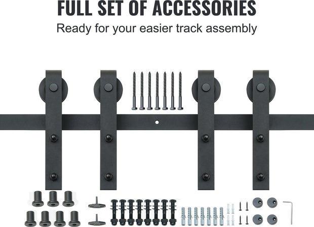 Schuifdeurbeslag - J-Vormig Systeem - 244 cm - 150 kg Draagvermogen - Soepel en Stil Glijden - Eenvoudige Installatie - Geschikt Voor Dubbele Deuren - Perfect Voor Slaapkamers, Kasten, Badkamers