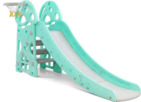 Glijbaan - Met basketbal ring - Mintgroen - Voor binnen en buiten - Makkelijk op te bergen