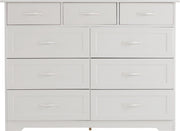 Witte Ladekast met 9 Lades – Grote Opbergkast 120x40x88 cm – Gelakt Halmeubel met Golvend Design en Slagvaste Hoeken – Voor Woonkamer, Badkamer of Slaapkamer