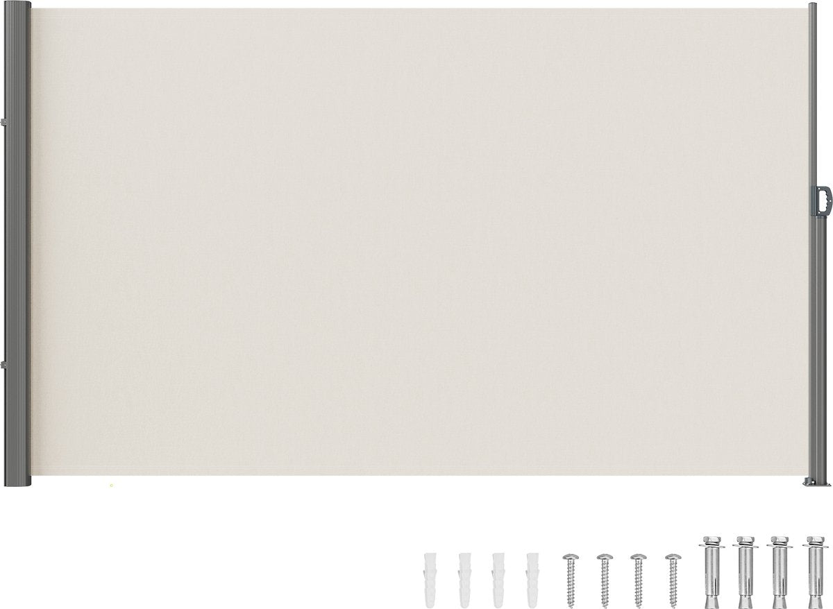 Zijluifel - 200 x 300 cm - Polyesterweefsel (180 g/m²), PU-coating, met Uitschuifbare Handgreep en Veermechanisme, voor Balkons en Terrassen, Beige