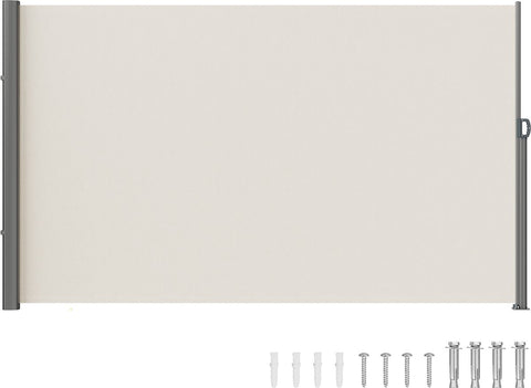 Zijluifel - 200 x 300 cm - Polyesterweefsel (180 g/m²), PU-coating, met Uitschuifbare Handgreep en Veermechanisme, voor Balkons en Terrassen, Beige